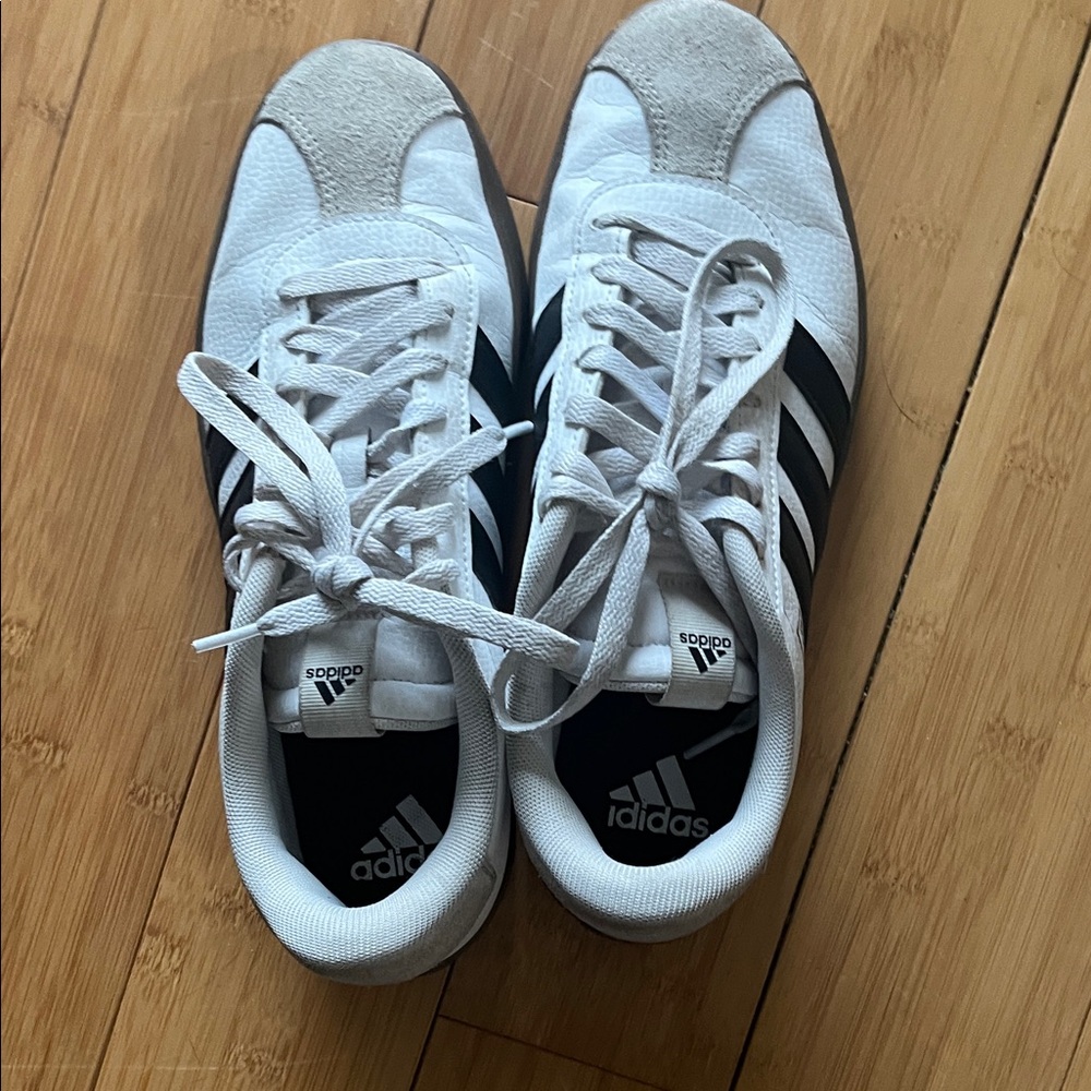 adidas White & Black Low-Top Lace-Up Sneakers